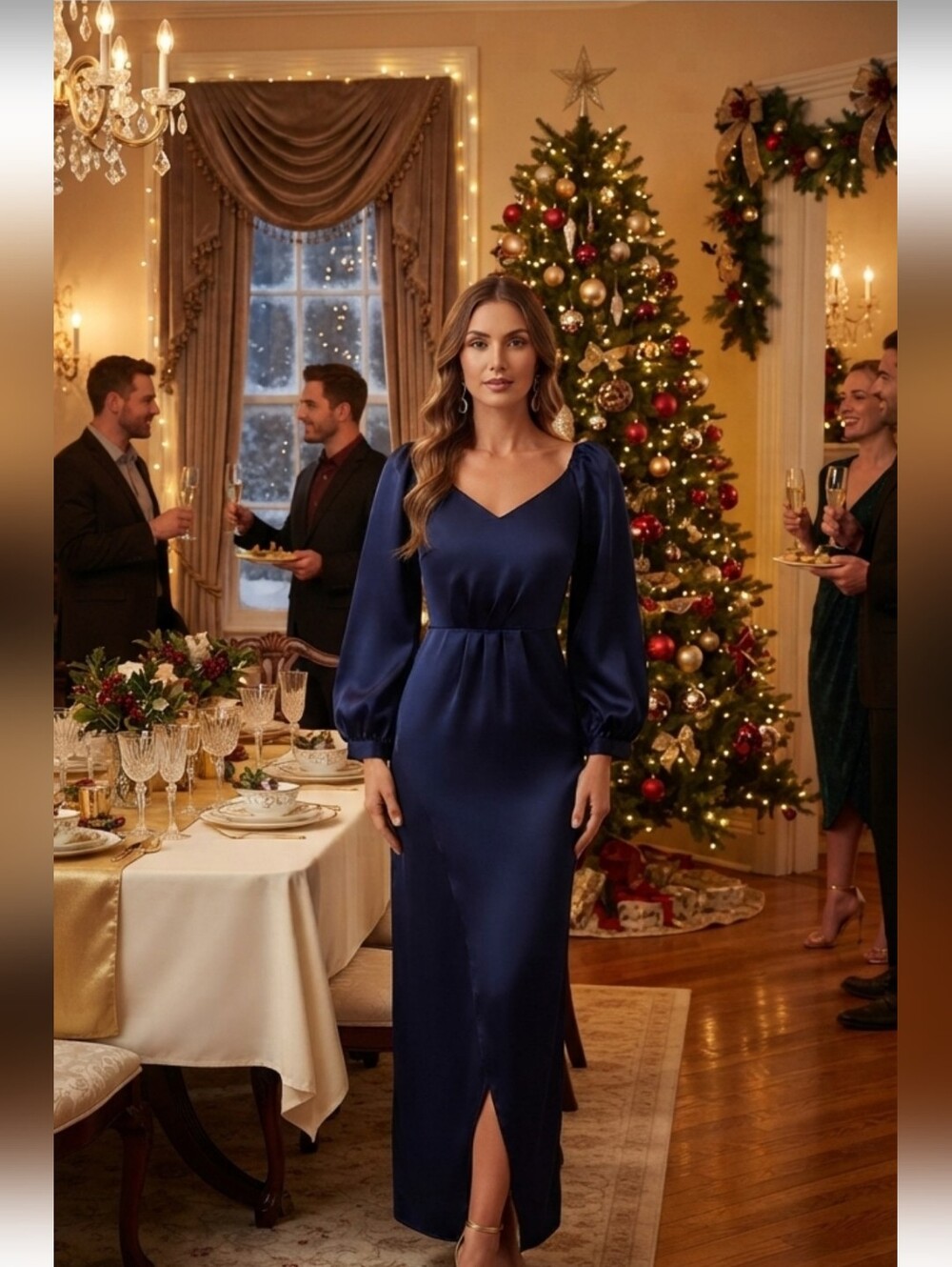 NAVY BLUE  MAXI DRESS FOR SPECIAL OCCASIONS